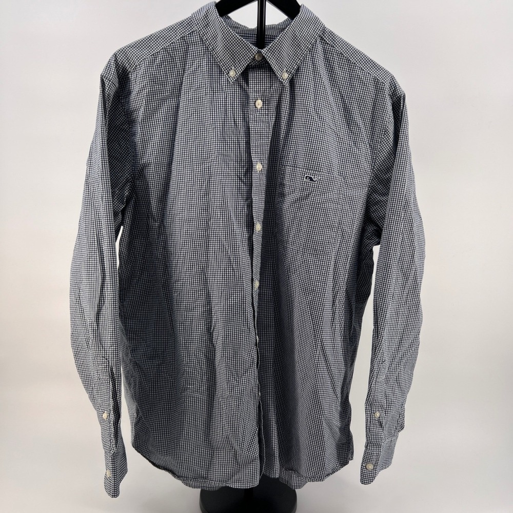 Vineyard Vines Men's Long Sleeve Gingham Whale Logo Button Down Shirt Size‎ L